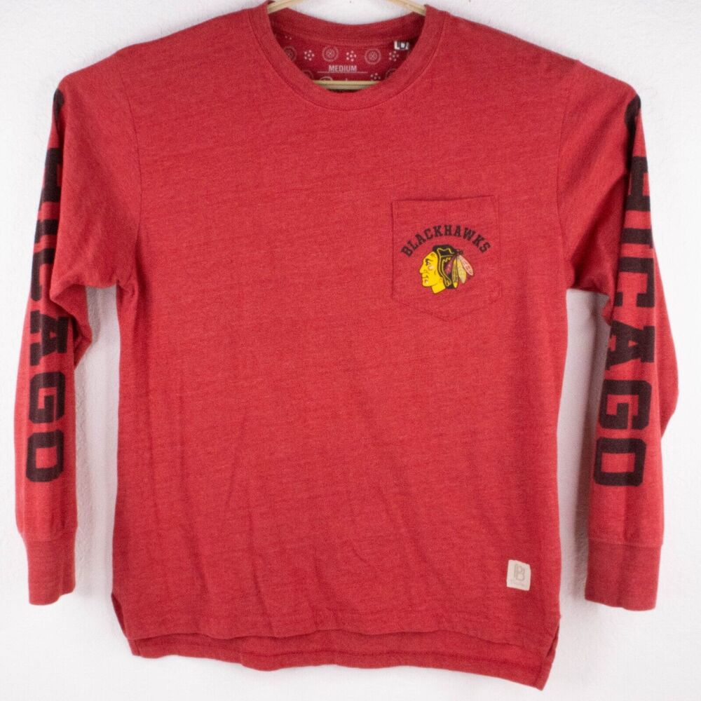 Chicago BLACKHAWKS‎ Long Sleeve T Shirt Pressbox by Royce Women's Size M